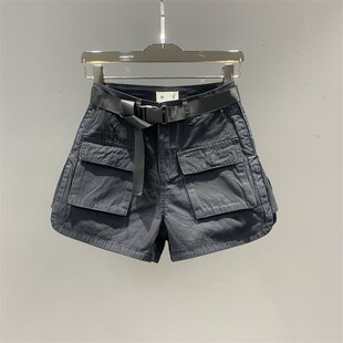 新款 阔腿热裤 韩版 女宽松显瘦a字开叉工装 休闲短裤 欧货2024年夏季