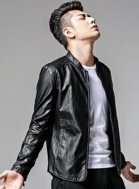 皮衣男士外套男潮流韩版修身春秋冬季新款中青年薄款皮夹克男装