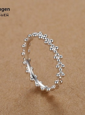 普通戒指闭口999纯银戒指女性小众设计超精细自律食指冷个性化戒