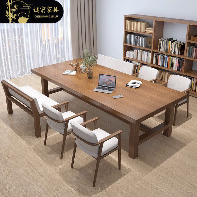 诚宏全实a木办公桌原木长条桌现代简约家用客厅阅读书桌学生学习