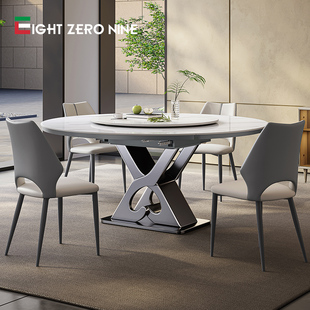 岩板餐桌可伸缩家用小户型多功能隐形电磁炉暖彩板折叠靠墙餐桌椅