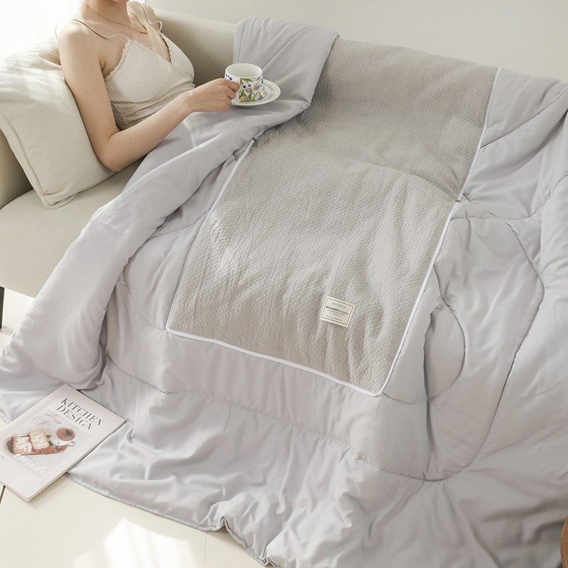 全棉纯色简约抱枕被子两用二合一车载午睡纯棉空调毯宿舍午休靠垫