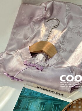 2025夏季女童紫色旗袍中国风洋气儿童新中式连衣裙小女孩改良旗袍