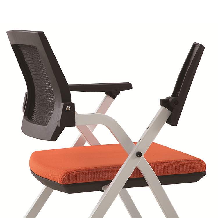 简约办公会议椅带写字板培训椅时尚职员网布椅可折叠洽谈座椅