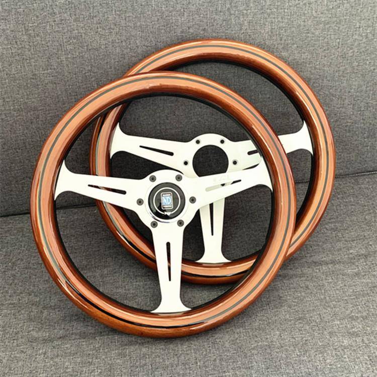 14寸实木桃木方向盘改装普桑捷达复古方向盘平款桑塔纳实心方向盘