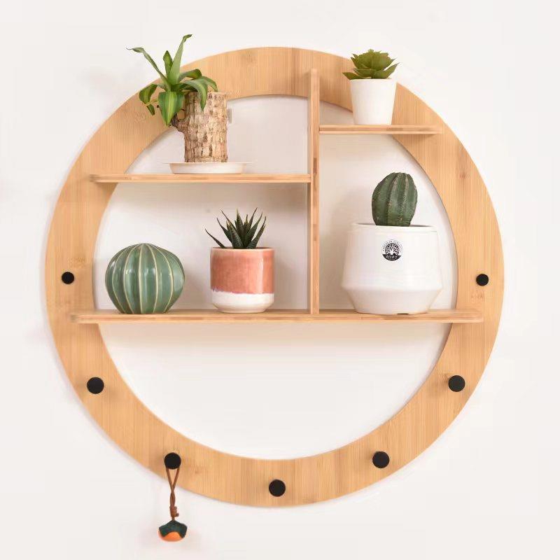 现代简约木质墙壁置物架壁挂收纳架墙壁装饰竹板多层收纳储物架