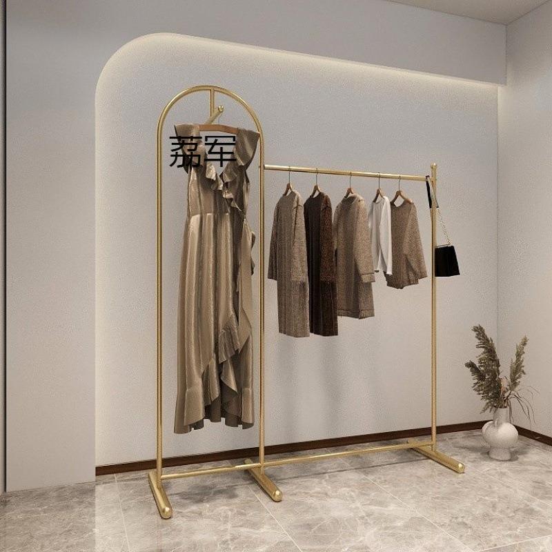 LJ创意金色服装架服装店展示架落地式女童装店中店陈列架铁艺挂衣