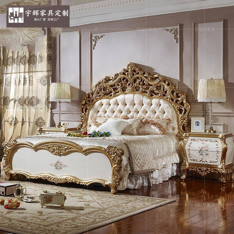 奢华雕花欧式彩绘实木手工雕刻双人床大户型别墅卧室公主大床婚床