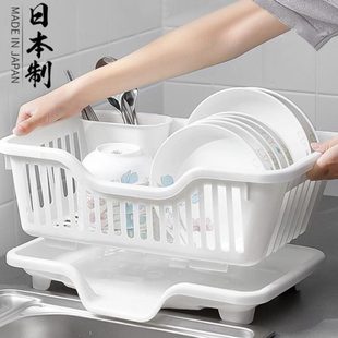 家用进口碗碟碗盘架水收纳置物碗筷厨房日本沥水台面滤水槽收纳盒