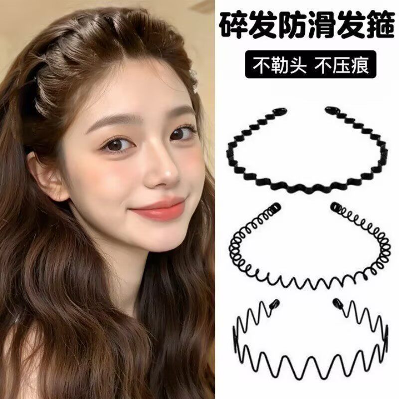 黑色压发头箍固定背头不勒发