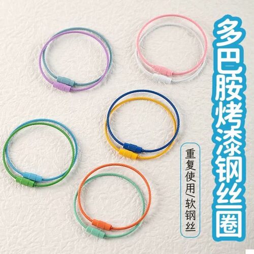 糖果色烤漆旋转钢丝圈钥匙扣