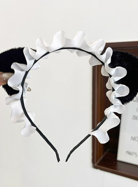 可爱洛丽塔猫耳朵发箍女猫娘cos毛绒发捆头箍kc女仆兽耳发卡头饰