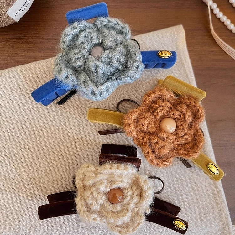 森系复古手工钩花毛线发夹边夹日系甜美百搭鸭嘴一字夹女头饰发卡,饰品/流行首饰/时尚饰品新,发饰,淘宝优惠券,粉丝福利购,淘宝优惠卷