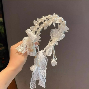 法式优雅蕾丝珍珠蝴蝶结发箍