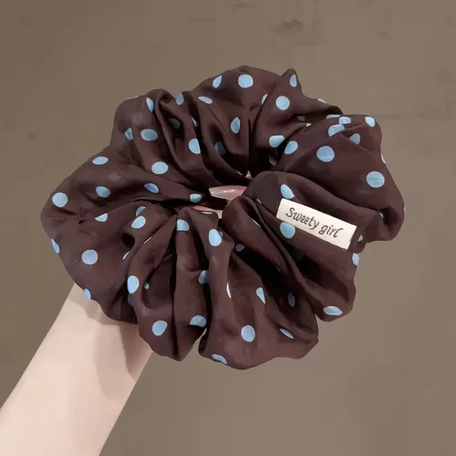 韩系复古波点咖色大肠发圈