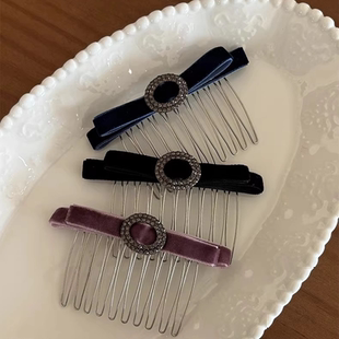 精致时尚蝴蝶结插梳发梳半扎发碎发整理发梳高颅顶蓬松侧边发夹子