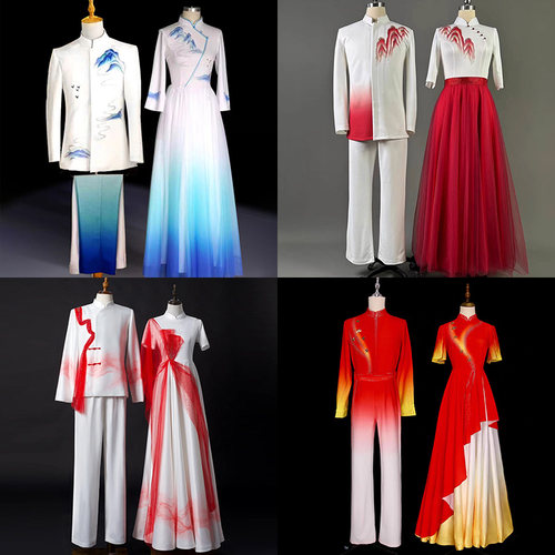 月色寒新款中山装大合唱演出服