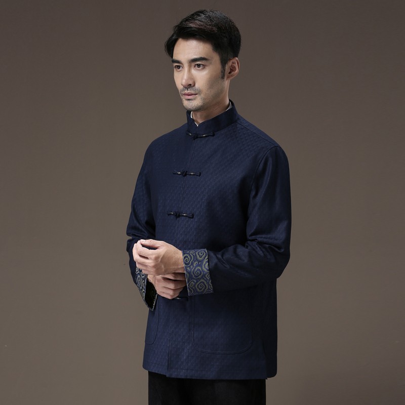 唐装男中老年外套秋冬季休闲中式长袖棉服盘扣高档复古加厚中山装