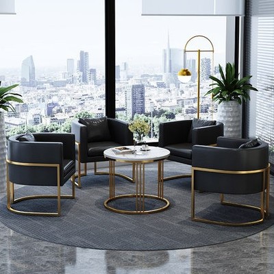 洽谈沙发卡座北欧轻奢售楼处部接待桌椅组合酒店大堂办公室沙发