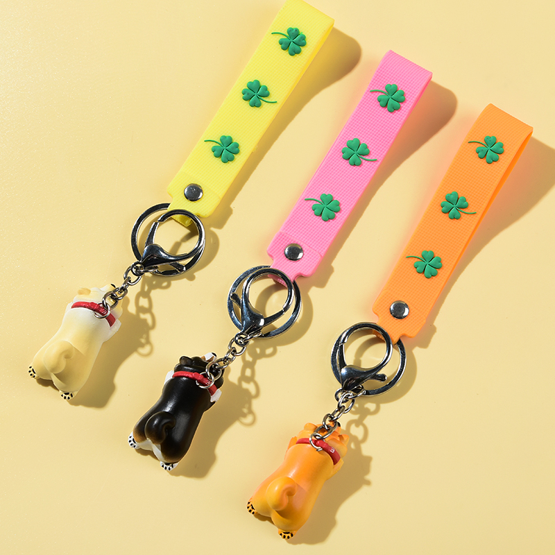 不想走回家的拒否柴犬软胶车钥匙扣摆件卡通蠢萌呆狗装饰背包挂坠