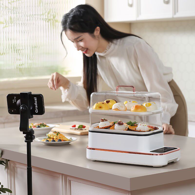 电蒸锅多功能家用三层不锈钢蒸箱小型多层电蒸笼蒸煮一体锅早餐机