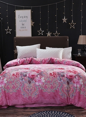 纯棉磨毛被套秋冬加厚单双人保暖全棉大红色单件加大被罩200230