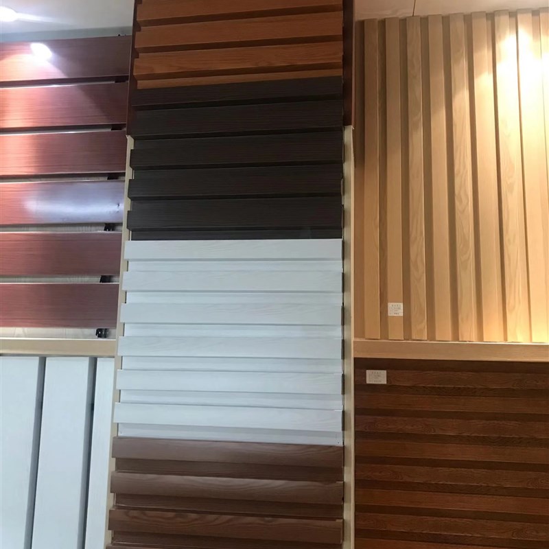 铝合金长城板波浪板铝格栅铝单板铝瓦门头幕墙店铺油漆烤漆木纹图片