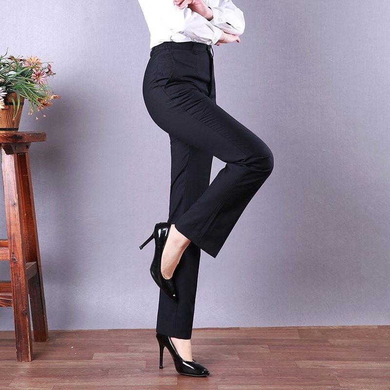 工作服西裤女职业直筒移动工作裤西装裤正装裤工裤制服裤子深蓝色