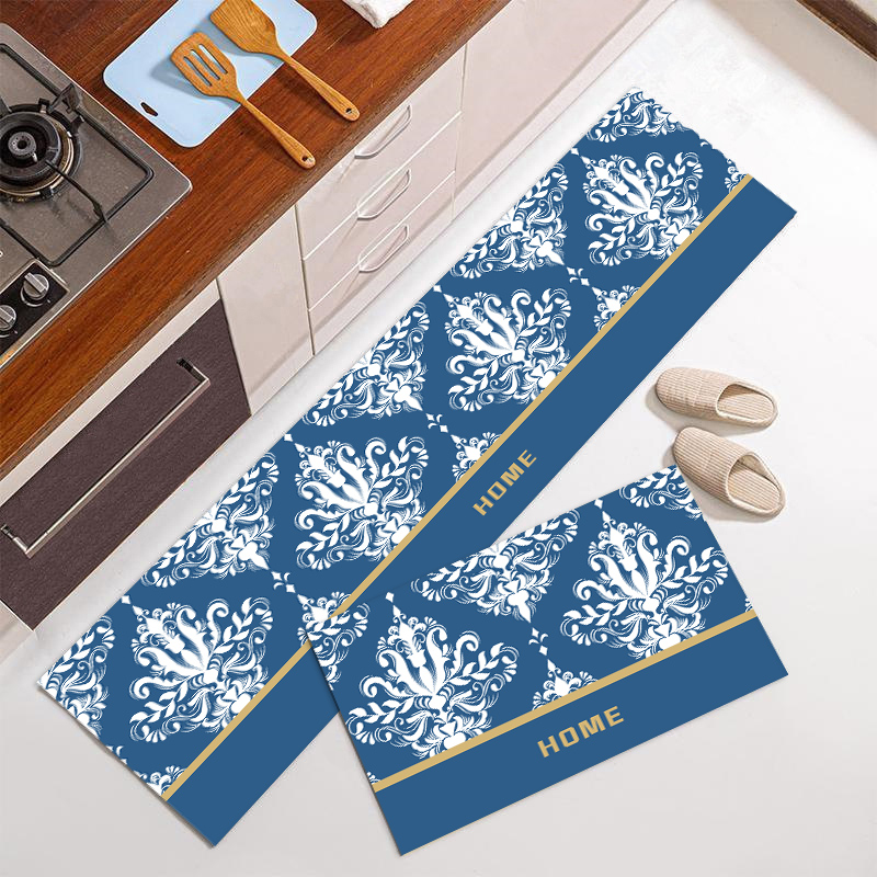 中式厨房地垫防滑吸水欧式花纹入户门垫脚垫长条卧室床边地毯机洗