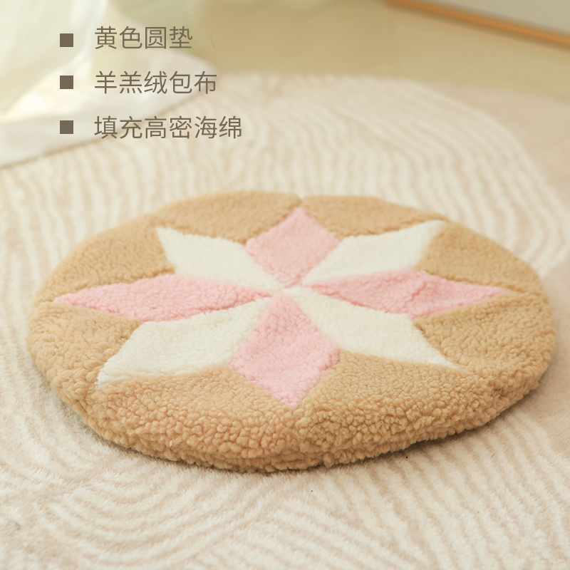 宠物睡垫狗狗睡觉用地垫不粘毛柔软耐咬猫咪猫笼垫子圆型可拆洗