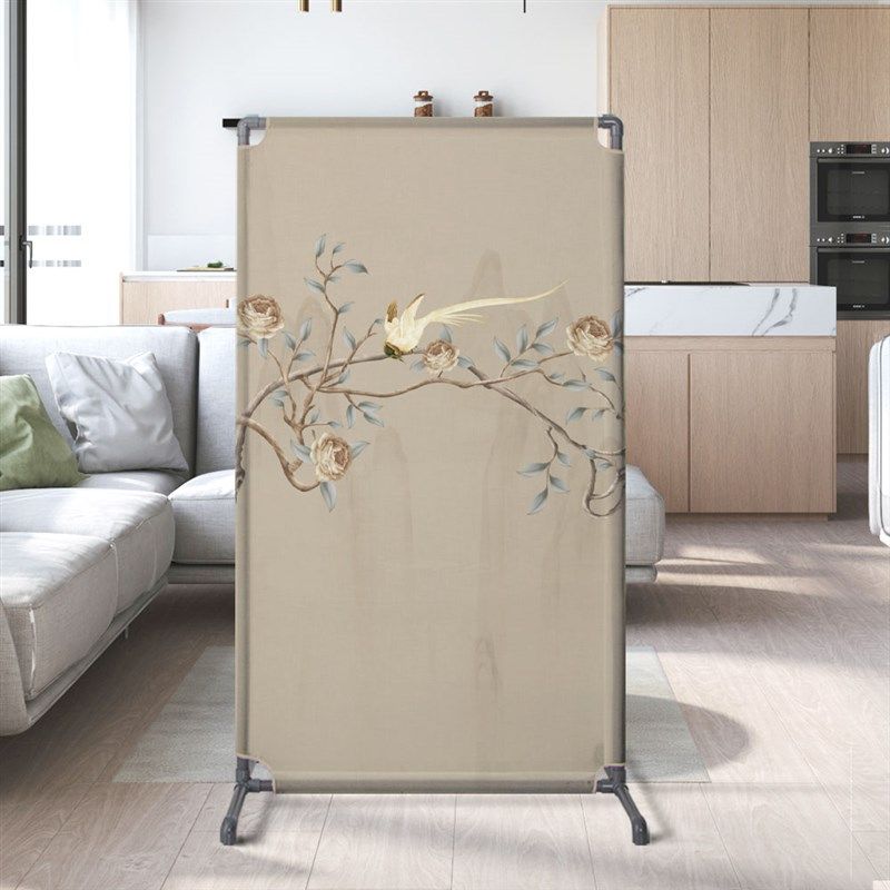 新中式屏风隔断客厅卧室手绘花鸟办公家用遮挡轻便移动简约组装