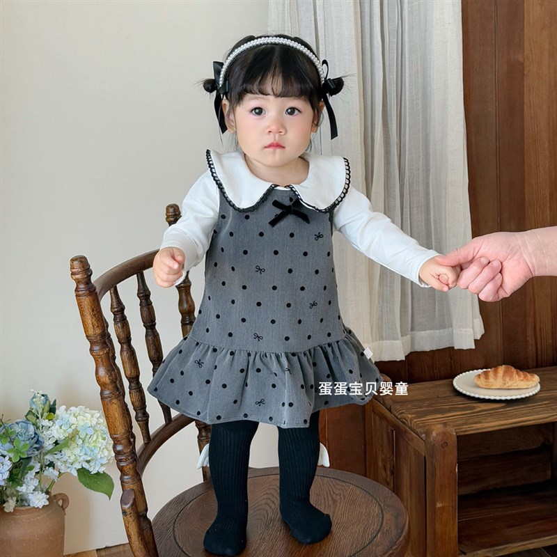 学院风女宝宝衣服连衣裙婴幼儿春装宝宝洋气公主两件套装一岁春季