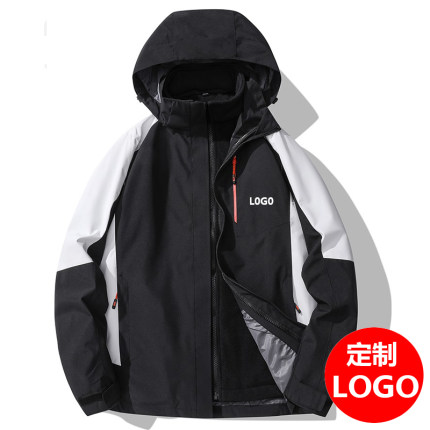 冲锋衣定制LOGO三合一秋冬款工作服4S店订制工装物业林园校服印字