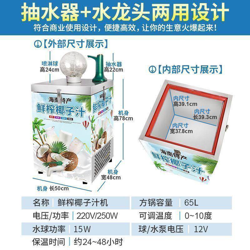 摆摊创业移动鲜榨椰子汁果汁机冷饮机椰子汁机65L/100L夜市摆摊
