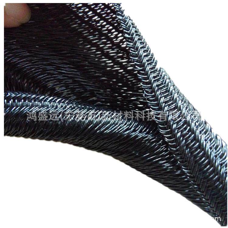 阻燃散热开口自卷式编织网管光纤电缆线束保护套管PET蛇皮编织管