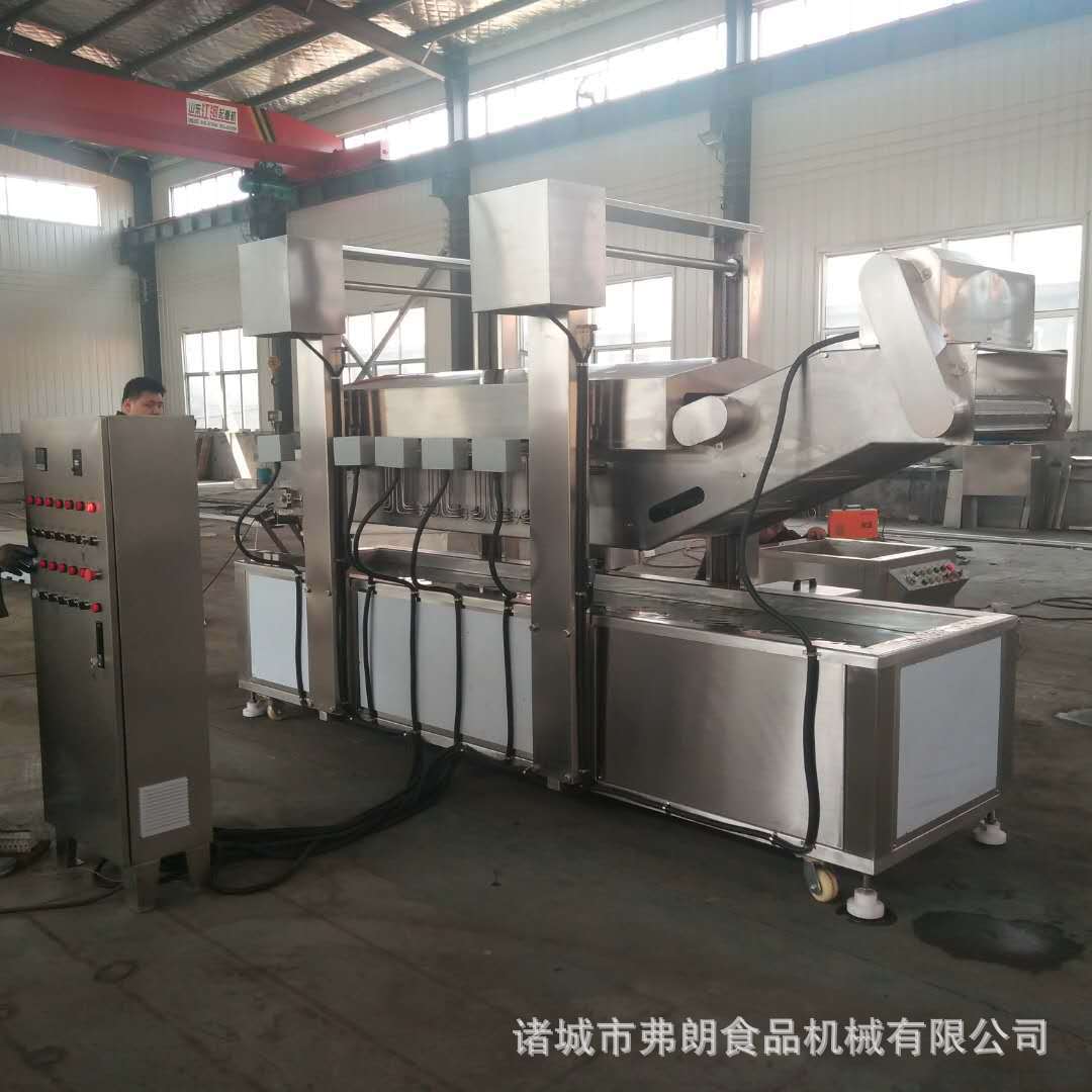 肉丸成型蒸煮油炸流水线厂家 豆泡油炸流水线 鱼皮挂浆油炸流水线