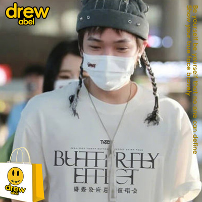 drew TizzyT谢锐韬同款短袖t恤女短款夏蝴蝶效应巡回演唱会衣服潮