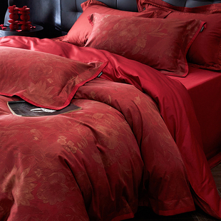 奢•香龄新中式 结婚庆喜庆100s长绒棉四件套纯棉红色婚嫁床上用品