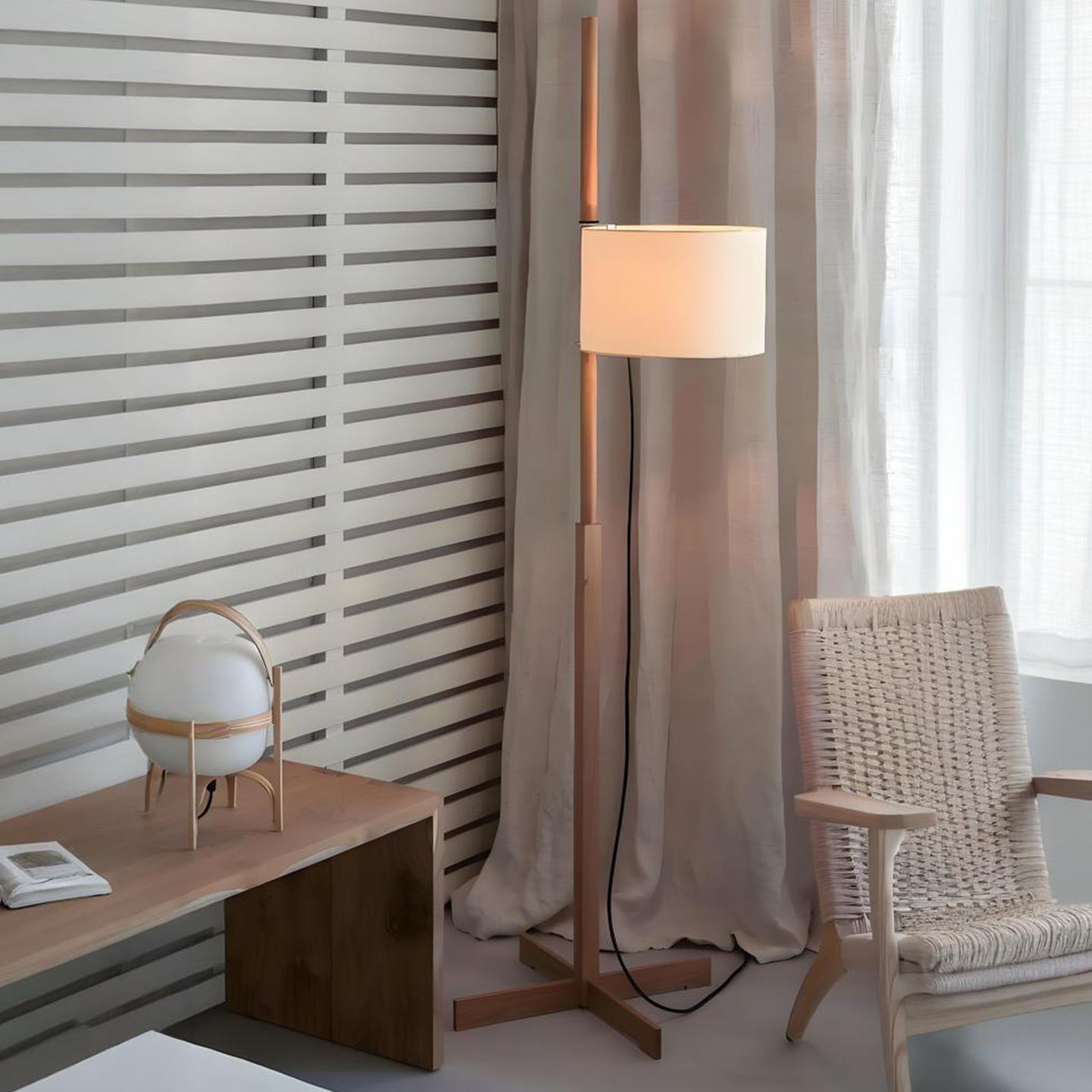 北欧中古侘寂风简约落地灯可调节