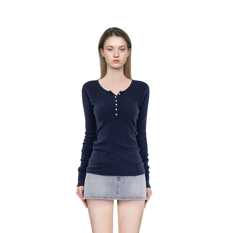 BF长袖t恤女2025新款圆领高级感修身显瘦百搭上衣简约内搭打底衫