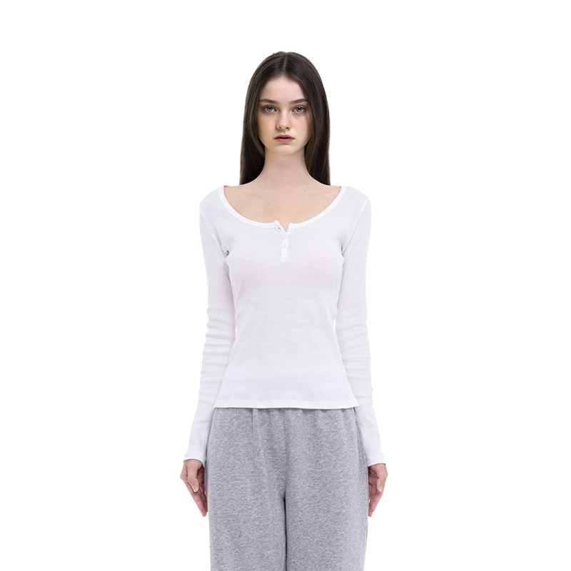 BF长袖女圆领纯色2025新款秋冬正肩内搭打底衫修身显瘦百搭上衣