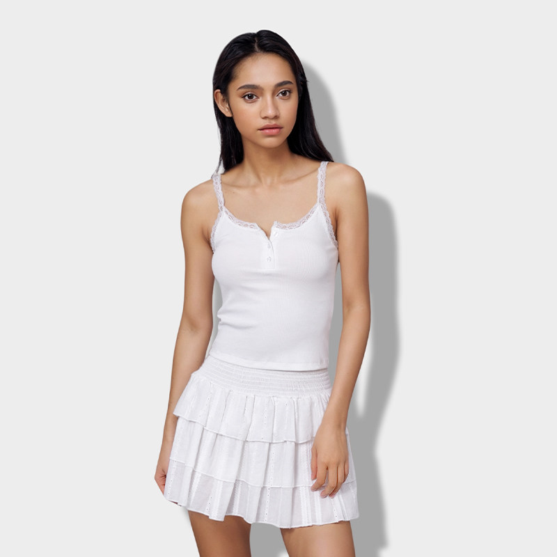 BF上衣吊带背心女2025夏新款内搭外穿蕾丝边甜辣chic背心带胸垫