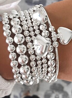 法式爱心串珠弹力手链女