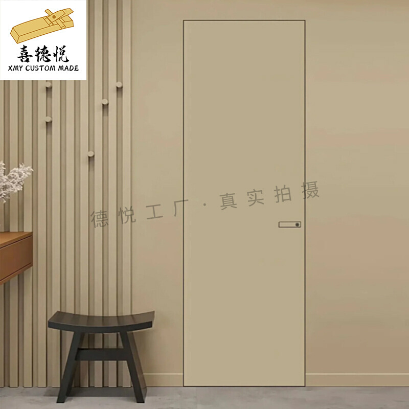 极简无边框涂料门铝木门极简0m边款的隐形涂料门隐框门窄边卧室门
