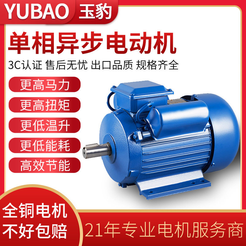 单相电机220V小型两相0.55/0.75/1.1/1.5/2.2/3/4KW全铜线电动机