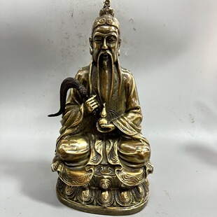 铜太上老君铜像摆件 道德天尊 三清道祖坐莲花神像铜像供奉摆件