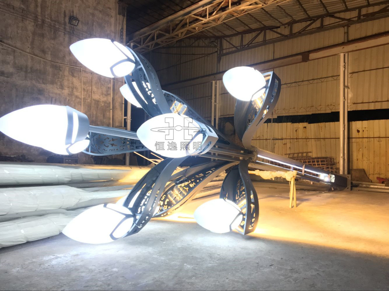 中式户外不锈钢LED玉兰灯室外道路景观灯照明路灯大型LED落地灯具