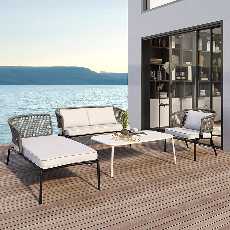 北欧户外藤编桌椅沙发躺床休闲懒人组合庭院阳台露台民宿藤制家具