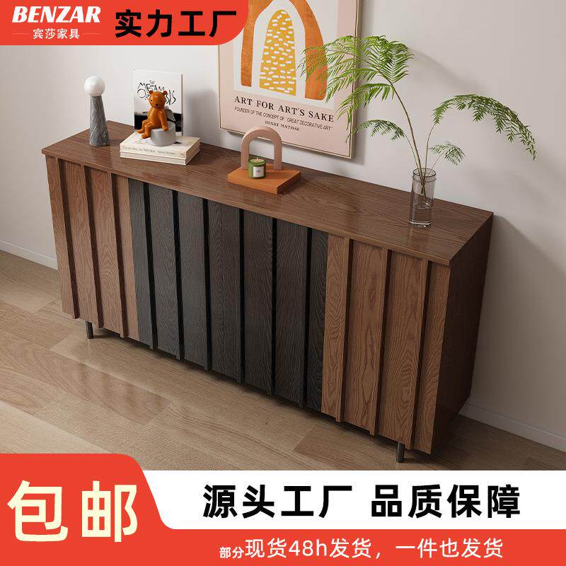 中古实木餐边柜美式客餐厅隔断古韵装饰一体收纳柜靠墙入户玄关柜