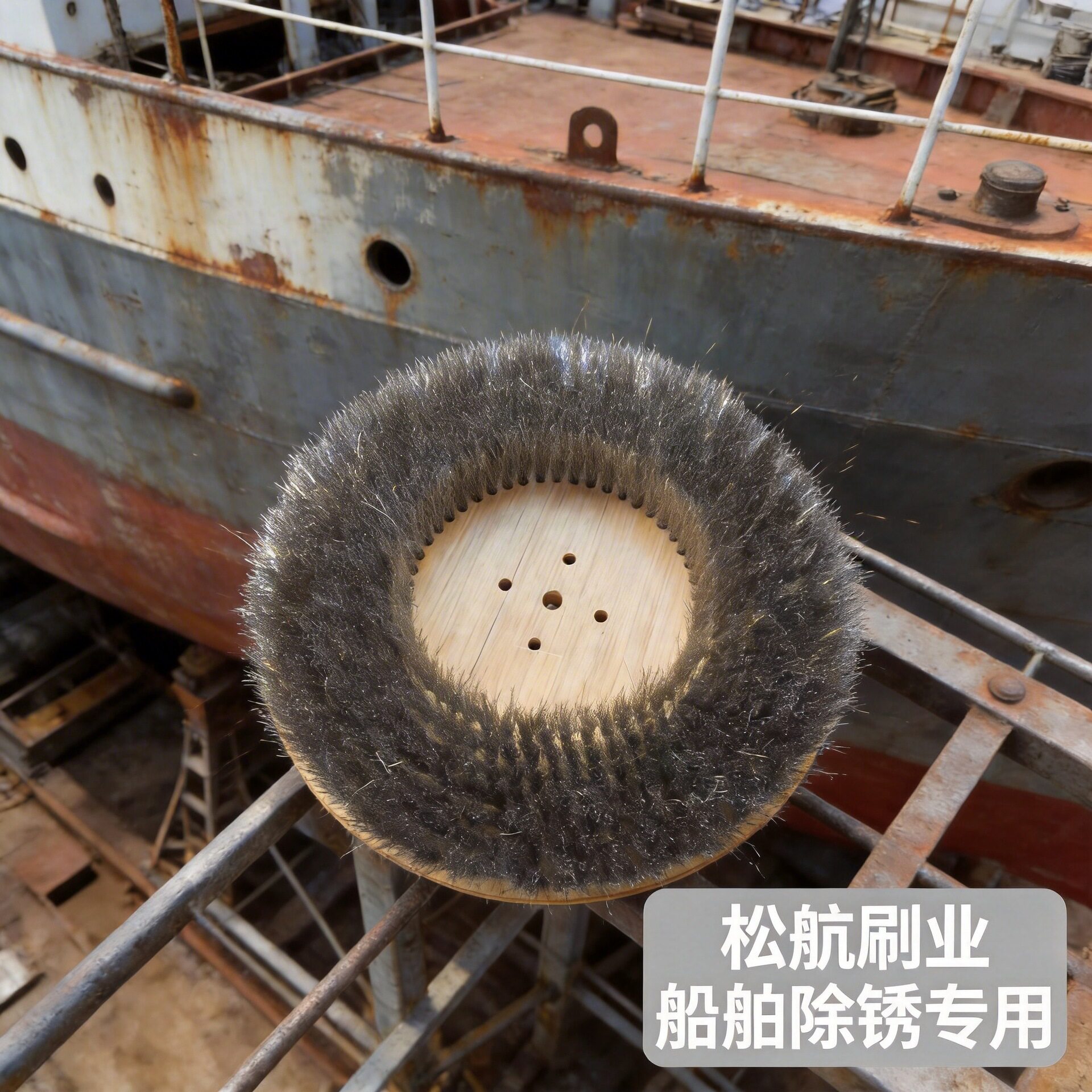 厂家直供钢丝圆盘刷清理海洋生物船身祛锈打磨刷盘钢丝刷清洁刷子